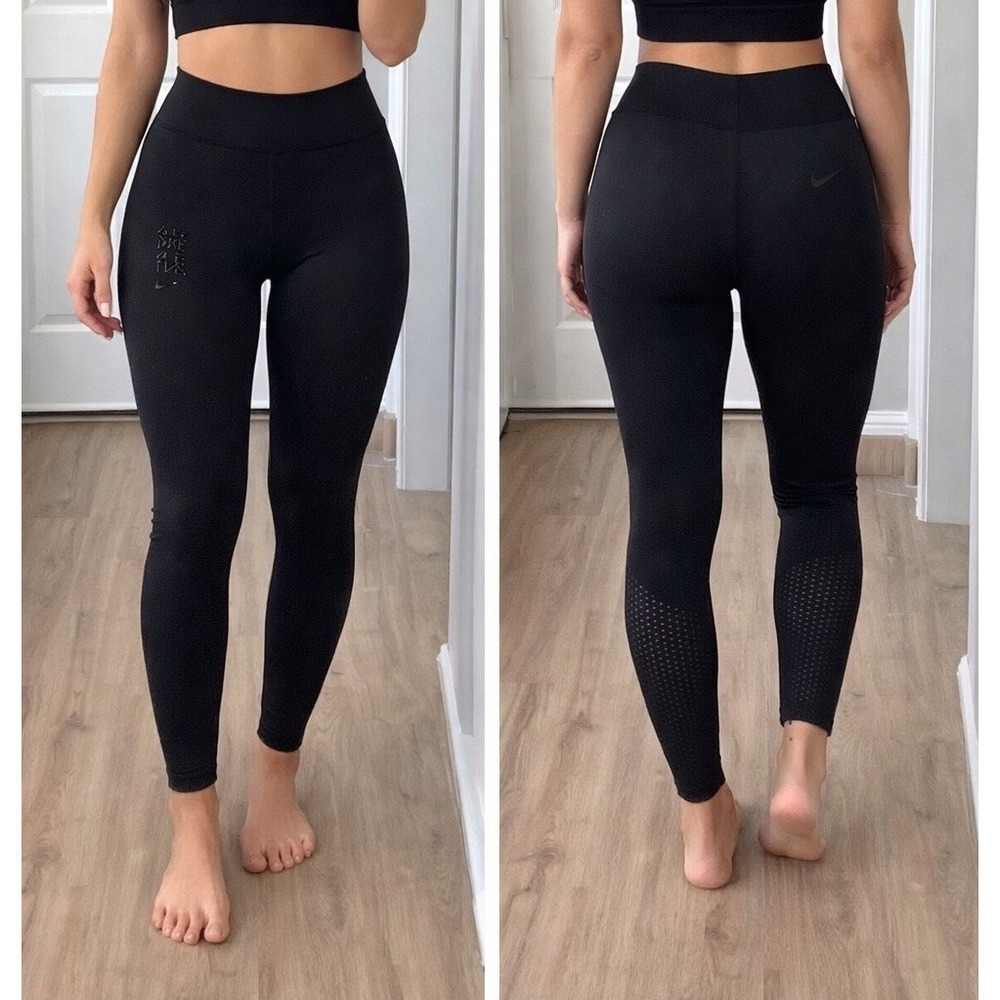 Nike MMW Women's XXS Training Mid Rise Athletic Black Leggings Knit Compression